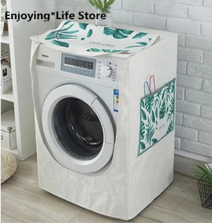 Dustproof Linen Washing Machine Covers Pockets Organizer Washer Lid Hosehold Products Protector Coat Storage Case Organization