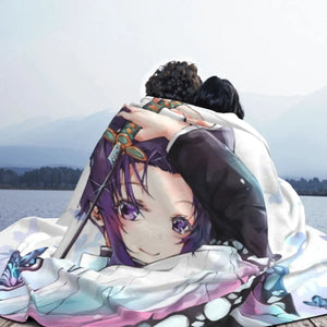 Shinobu Kocho Demon Slayer Anime Blankets Fleece All Season Portable Super Soft Throw Blankets for Home Couch Bedspread