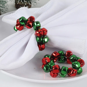 Christmas Metal Napkin Rings Jingle Bell Rings for Xmas Table Decoration Towel Buckles Xmas Eve Wedding Centerpieces 6 pcs/set