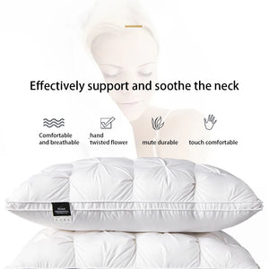 Sondeson Luxury White Goose Down Pillows Down-proof King Queen 100% Cotton Bedding 3D Style Rectangle Pillow For You Lover Gift