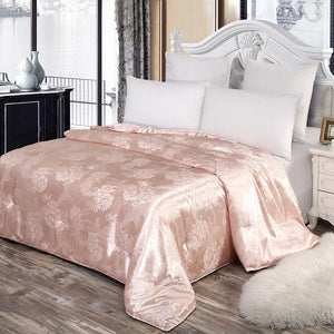 Luxury Silk Quilts Twin Queen King Full Size - Spring Autumn Conditioning Bedding Comforter Home Quilt Jacquard Blanket Cover