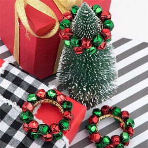 Christmas Metal Napkin Rings Jingle Bell Rings for Xmas Table Decoration Towel Buckles Xmas Eve Wedding Centerpieces 6 pcs/set