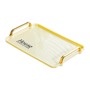 Serving Tray with Gold Handles Rectangle Tray Portable Multifunctional Elegant for Home Living Room Breakfast Bedroom Party