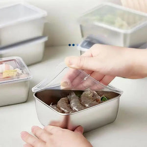 Food Storage Plates Dish Cake Buffet Organizer Stainless Steel Serving Tray With Lid Rectangle Kitchen Container Gadgets