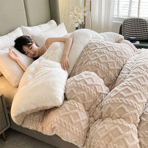 2023 Nice Soft Comfortable Warmth Quilt Artificial Lamb Cashmere Weighted Blankets New Super Thick Winter Warm Blanket for Be