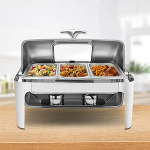 Roll Top Chafing Dish Buffet Set Professional Chaffing Server Set Commercial Chafer Chafers For Catering Rolling Buffet Servers