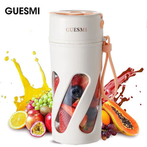 GUESMI Portable Electric Juicer Fruit Mixers 400ML Blender USB Rechargeable Smoothie Mini Blender Multifunction Machine BPA Free