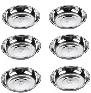 6 Pcs Stainless Steel Sauce Bowl Round Seasoning Dishes Sushi Dipping Bowl Saucers Bowl Mini Appetizer Plates, Small Snack Cups