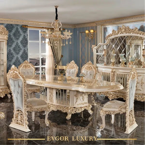 Custom European Luxury Dining Tables And Chairs French Palace Villa Solid Wood Hand Carved Dining Room Furniture Nordic Chairs