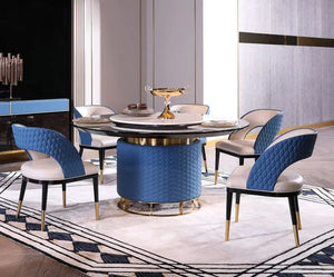 Italian luxury dining tables and chairs combination dining table Marble dining table Modern simple round dining table with rotar