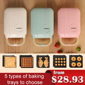 Mini Sandwich Machine Breakfast Maker Multi Cookers Toasters Electric Ovens Hot Plates Bread Pancake Waffle Donuts