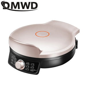 DMWD 220V Electric Crepe Maker Double Plates Heating Steak Frying Pan BBQ Grill Skillet Pancake Pizza Baking Machine